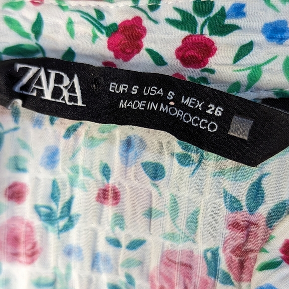 Zara white and pink floral button front blouse size small - Picture 7 of 7